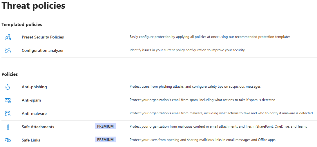Microsoft Defender Threat Policies